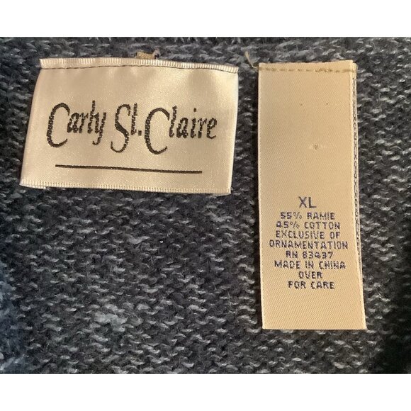 Carly St. Claire Womens XL Ugly Christmas Snowman Cardigan Sweater Blue -- Read - Picture 2 of 16